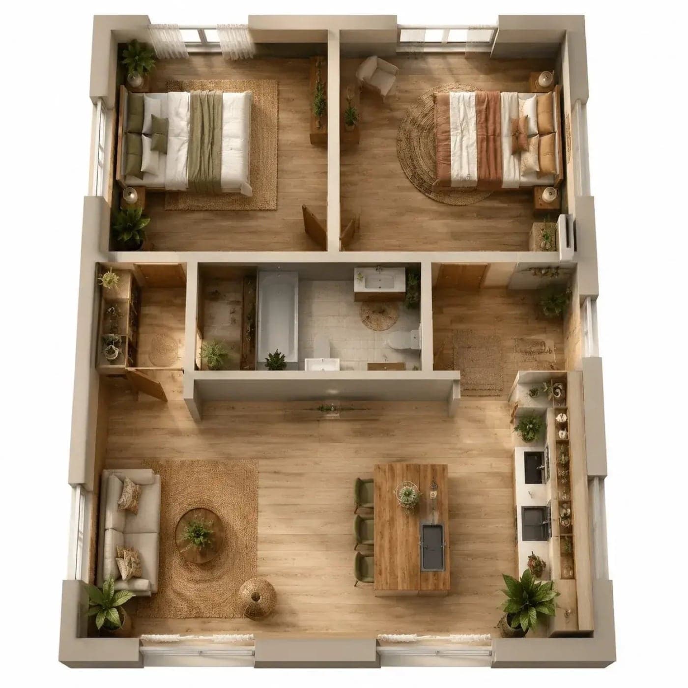 Floor plan of the 60 m² house