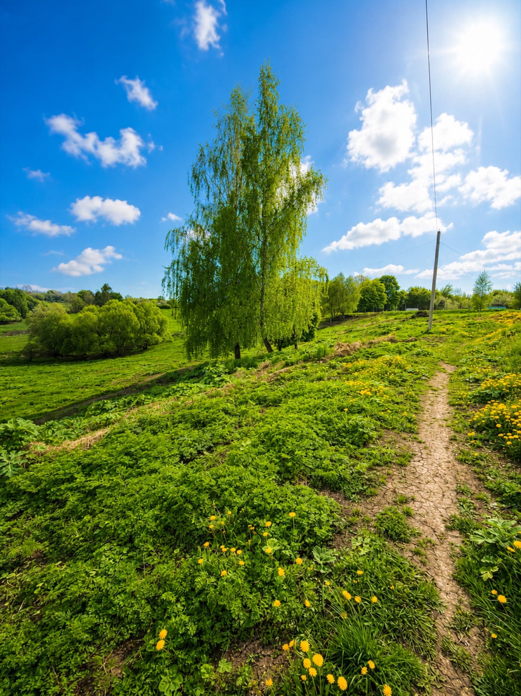 A plot in summer: waist-high grass, a view of the valley