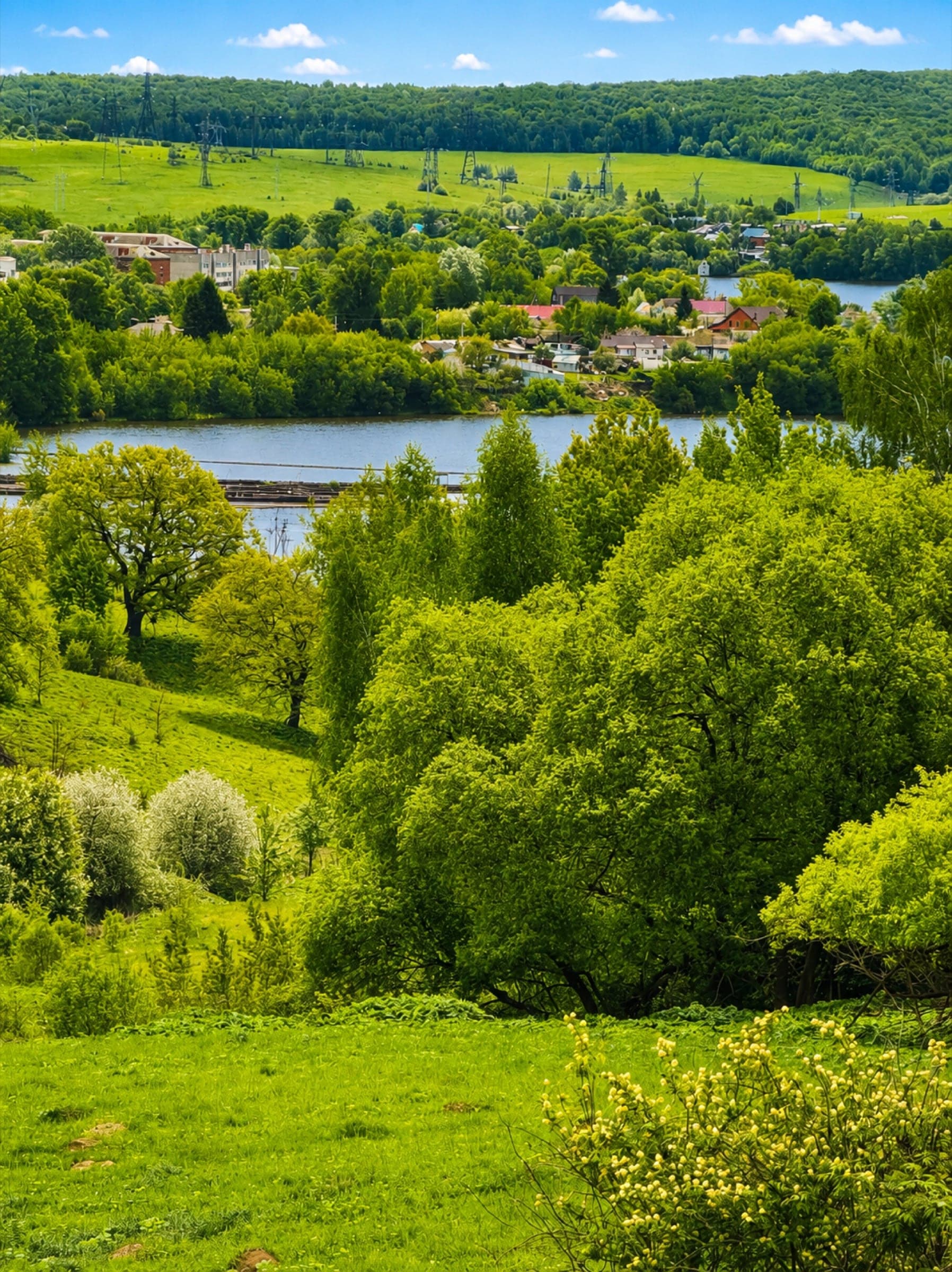 View from a plot over the village and the water