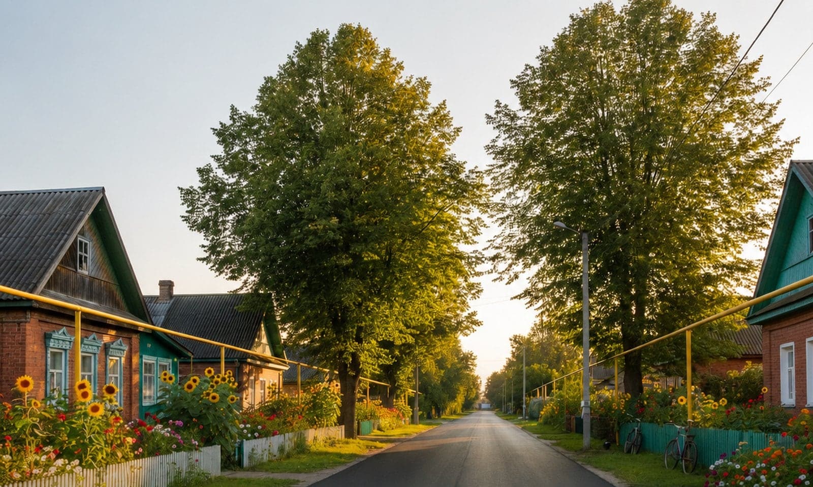 Artist's impression: a street in the village of Svetlaya, asphalt up to the houses