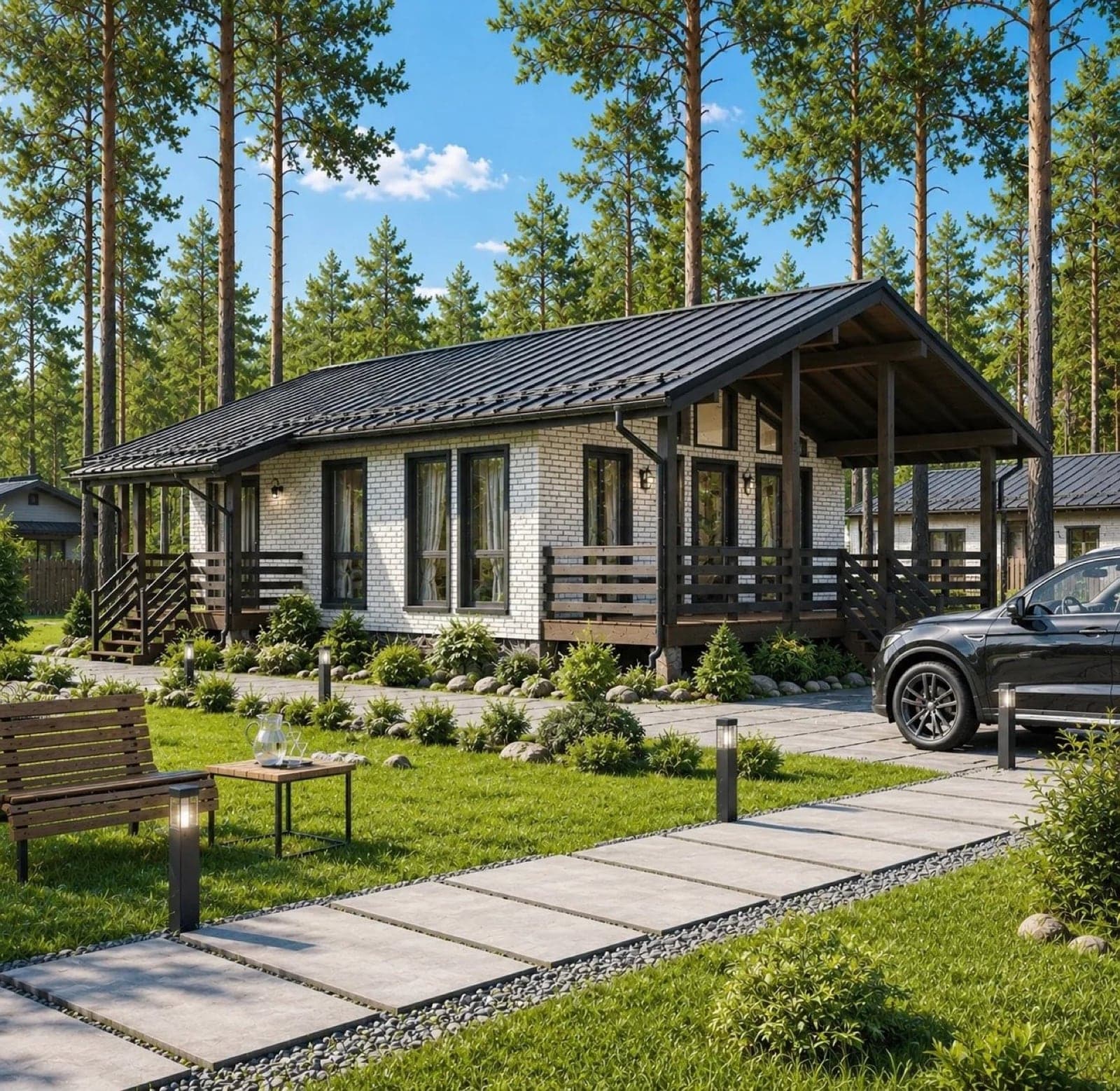 105 m² house: driveway and parking