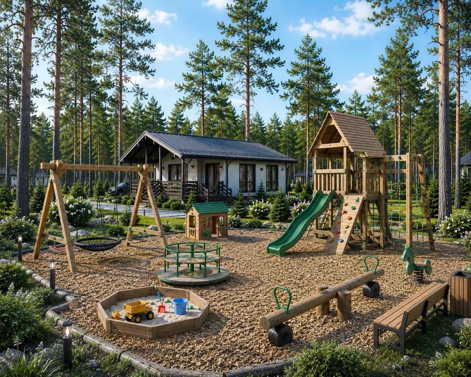 105 m² house: children's playground in the garden