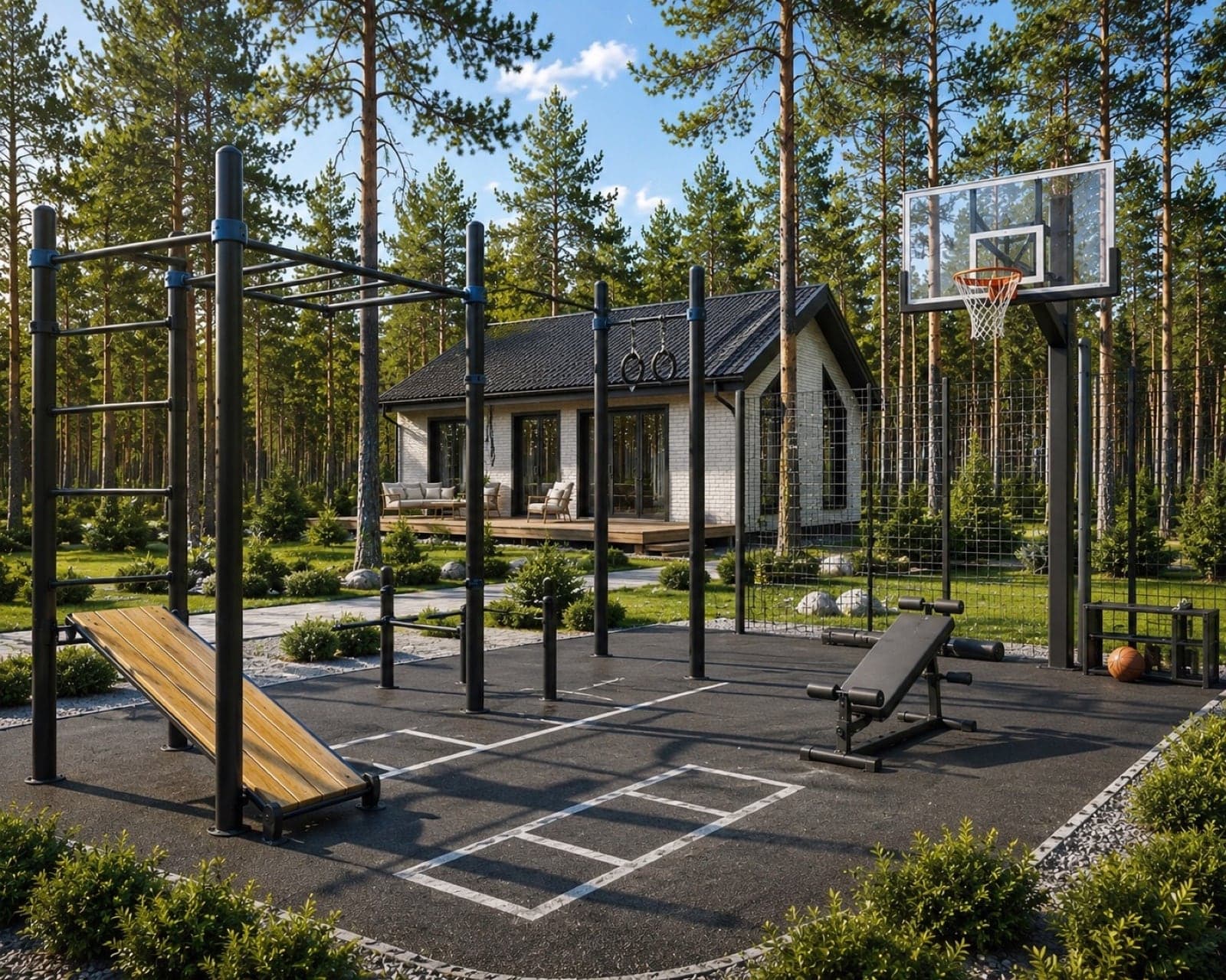 60 m² house: sports ground next to the house